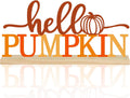 COCHIE Metal Hello Pumpkin Sign, Orange Fall Decorations for Home, Office, Shelf, Mantel, Indoor, Autumn Pumpkin Decoration, Hello Fall Decor (Autumn A)