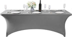 SuperO 2Pack Waterproof Spandex Table Cover for 8FT Table Universal Fitted Stretch Tablecloth for Party, Banquet, Wedding and Events-Gray