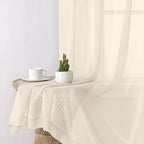 Cream Sheer Curtains 90 Inches Long 2 Panels, Elegant Light Filtering Voile - Image 4