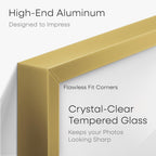 Homeforia 8x10 Picture Frame Gold, High End Metal 8 x 10 Photo Frames with Mat 5 by 7 Art, 10x8 Poster Frame Matted to 5x7 inch Print, 8by10 Wall or Tabletop Frames, Tempered Glass, Wall Kit, Set of 1