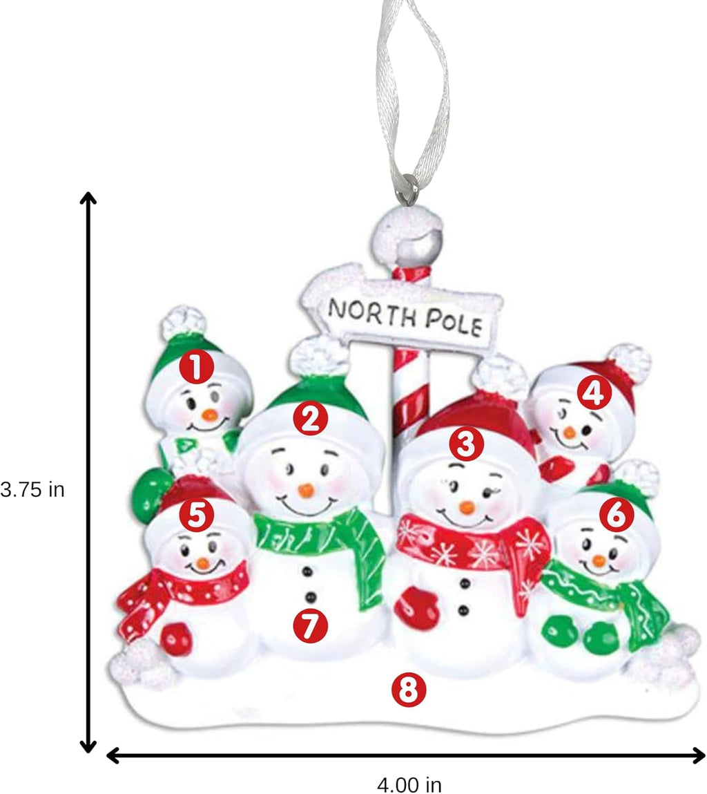 2025 Family Christmas Ornament – Personalized Ornament for Families – Custom Snowman Family Ornament – Holiday Tree Decoration Keepsake Gift (Snowman Family of 6)
