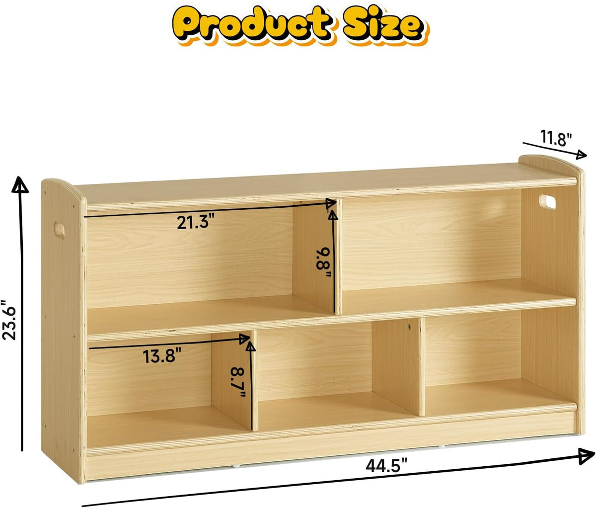 2-Tier Wood Montessori Cabinet for Kids, Toddler Room Book Shelves Toy Organizers and Storage, Small Book Shelf Storage for Baby Children, Furniture of Classroom, Nursery, Playroom