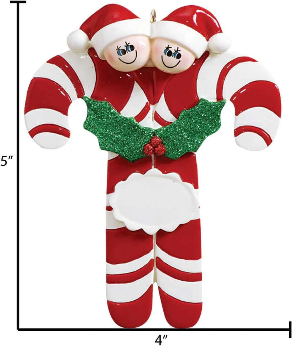 3D Personalized Our First Christmas Ornament 2025 | Custom Candy Cane Couple Ornaments Holiday Couples Ornament 2025 Family of 2 Unique for a Couple Ornaments Couples Unique Gifts