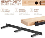 Homeforia Walnut 60 inch Floating Shelf, High End Solid Real Wood 60inch Long Floating Shelf for Wall, Dark Brown Wooden 60in Large Floating Shelves, Heavy Duty Bracket, 60 X 6.5 X 1.75 inch, Set of 2
