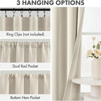 MIULEE 4 Panels Set Cream Beige Blackout Curtains 63 Inch Length Bedroom | - Image 2