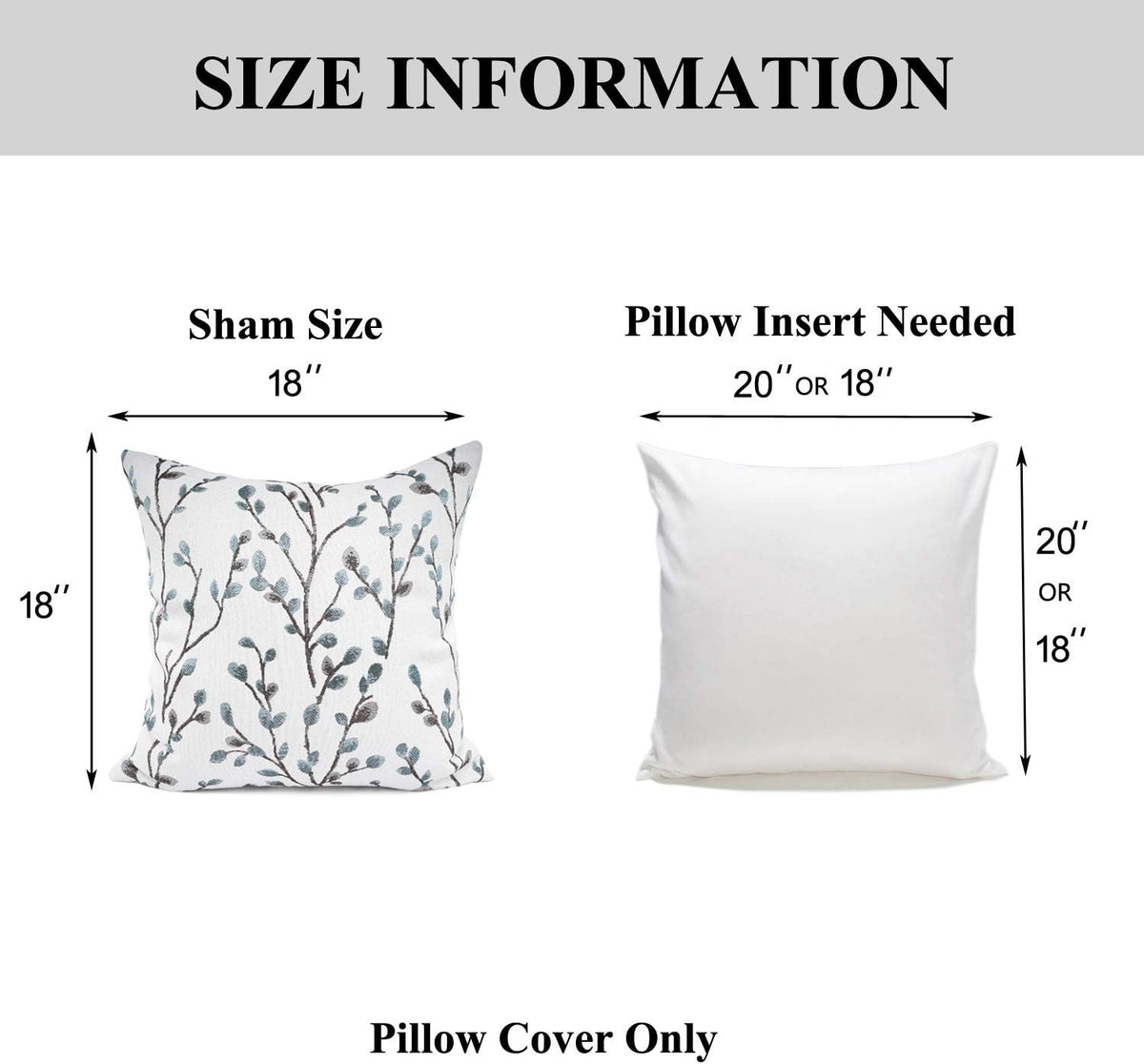 YOUR SMILE Classical Embroidery Jacquard Teal Leaf Pattern Square Decorative Throw Pillow Case Cushion Cover 18x18 inch