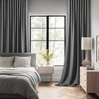 MIULEE Grey Back Tab Blackout Curtains 52x84 Inch Length 2 Panels Set | Rod - Image 2