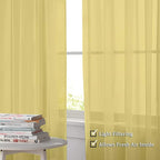 Sheer Curtains 63 inch Length 2 Panels Set, Ivory Sheer Cutains Short Curtains - Image 2