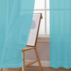 Chyhomenyc Sheer Aqua Curtains 90 inches Long 2 Panels, Light Filtering Soft - Image 2