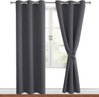 Grommet Blackout Curtains for Bedroom 38 x 84 Inches Long Dark Grey | Thermal by Hiasan