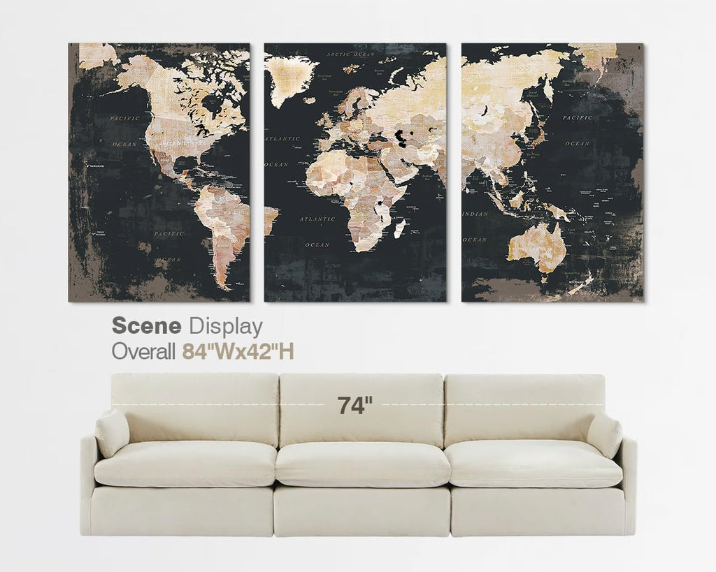 Black and White Wall Art for Living Room Map Office Wall Decor for Bedroom Modern Artwork for Wall Oversize Large Decor for Kitchen
