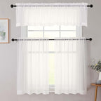 Kitchen Curtains 24 Inch Length Tier 2 Pieces, Ivory Sheer Curtain Solid Soft - Image 8