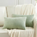 Fancy Homi 2 Packs Sage Green Lumbar Decorative Throw Pillow Covers 14x22 Inch by Fancy+Homi