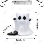 Halloween Ghost Statue Cute Spooky Figurines Desk Ornament Decorations Cartoon Mini Spooky Halloween Unique Cat Ghost Figurines for Festive Home and Office Desktop Decor Display Ornaments