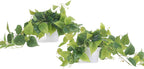 Tiita 2 Pack Fake Plants Artificial Scindapsus Aureus in Pots, Realistic Fake Greenery Potted Plants for Home Office Desk Window Sill Bathroom Bedroom Outdoor Indoor