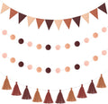 Irenare 9.8 ft Pom Pom Garland Felt Colorful Tassel Banner Christmas Party Pompoms Garland Decorations Felt Pennant Banner for Classroom Home Mantel Fireplace Birthday(Gradient Brown)