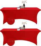 2Pack Spandex Waterproof Table Covers 8ft，Spandex 8ft Waterproof Table Cover for Party,Wedding, Banquet, and Events(Red)