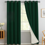 Yakamok Dark Green Linen Textured Curtains 84 Inches Long by Yakamok