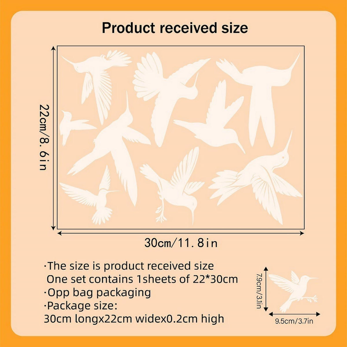 Bird Window Clings Static Cling Window Decals, 1PCS Anti Collision Bird Deterrent Rainbow Stickers, Reusable, Rainbow Non-Adhesive Prismatic Decorative Home Decor