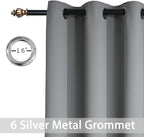 Yakamok Grey Room Darkening Curtains 42x63 inch Gray Grommet-Living Room | 2 - Image 2