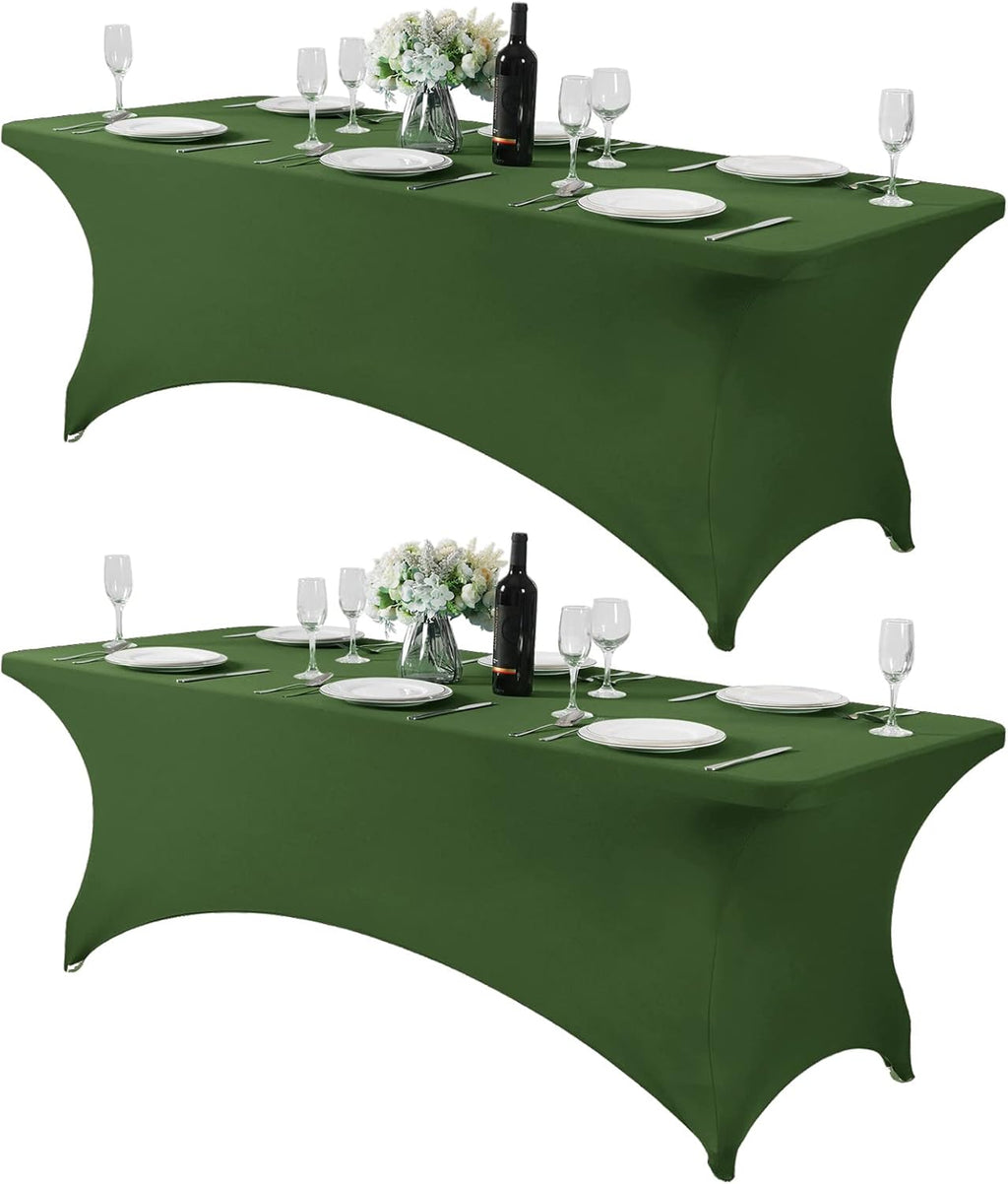 2Pack Spandex Table Cover for 8FT or 4ft or 6ft Table Universal Fitted Stretch Tablecloth for Party, Banquet, Wedding and Events-Willow