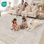 6x9 Area Rugs Living Room: Bedroom Washable Carpet Warm Beige | Vintage Boho - Image 8
