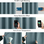 MIULEE Greyish Blue Back Tab Blackout Curtains 52x72 Inches Long 2 Panels | Rod - Image 5