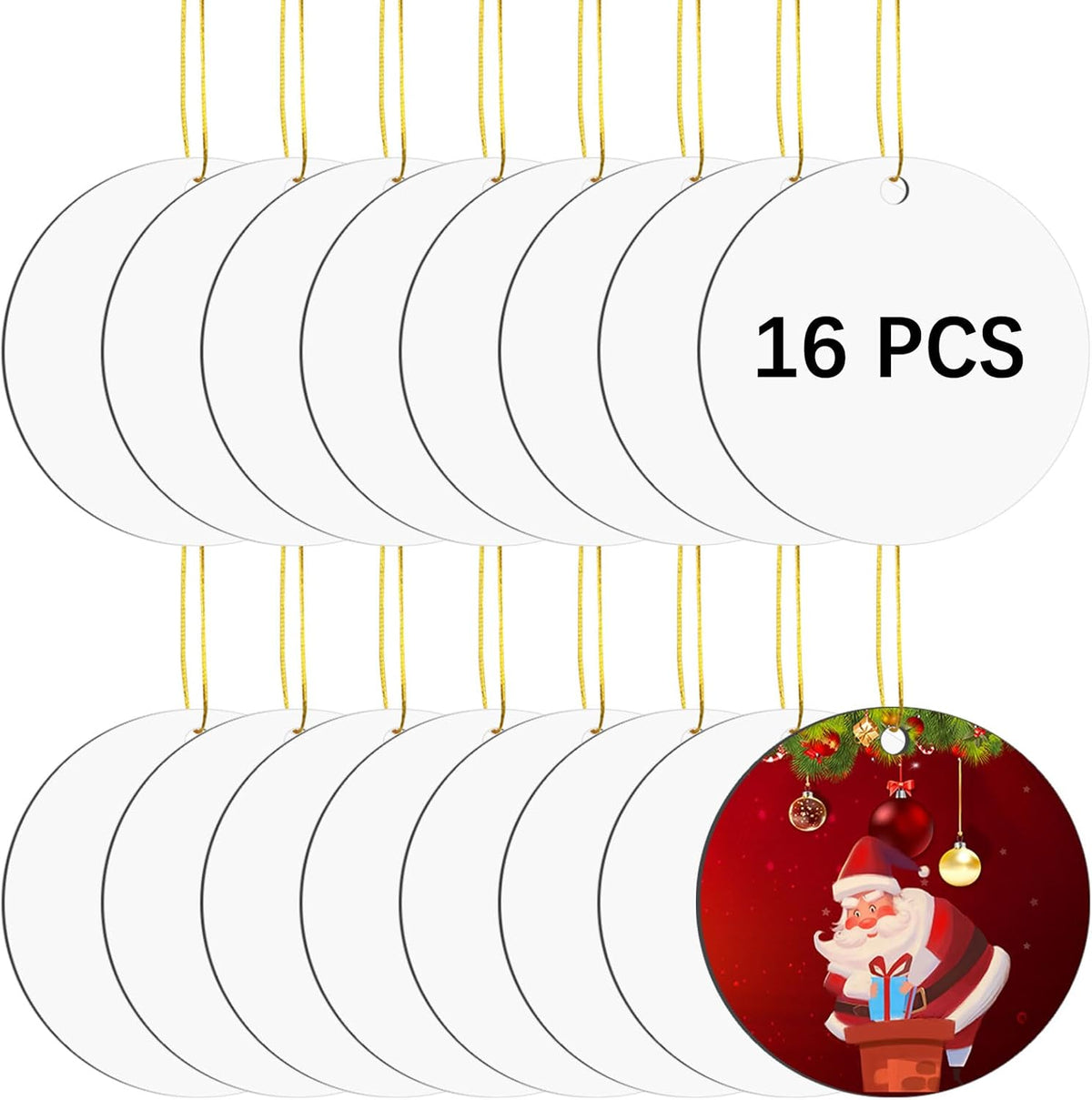 16 pcs Metal Sublimation Ornament Blanks，Christmas Ornaments Sublimation Christma Ornament Blanks for Christmas Tree Decor Blank Ornaments，DIY Handmade Crafts Double Sided Sublimation Ornaments