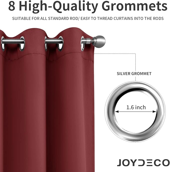 Joydeco Blackout Curtains for Bedroom 45 Inch Drapes 2 Panels Burgundy | - Image 2