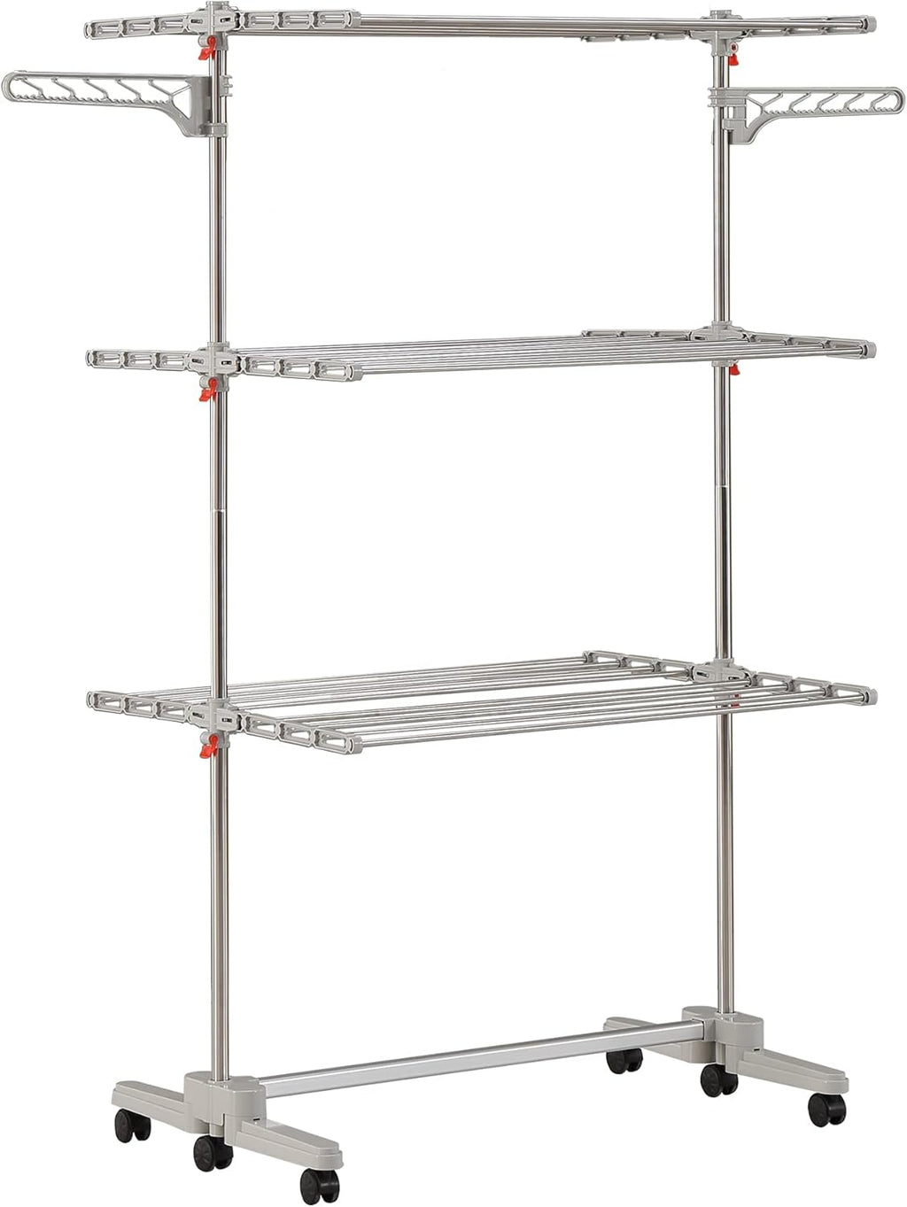 Foldable Laundry Drying Rack with Wheels - 48 Drying Rods, Heavy Duty, Movable, Perfect for Clothes, Duvet, Socks, Bed Linen, Sheets, 6 Wings