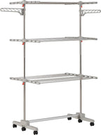 Foldable Laundry Drying Rack with Wheels - 48 Drying Rods, Heavy Duty, Movable, Perfect for Clothes, Duvet, Socks, Bed Linen, Sheets, 6 Wings
