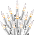 Minetom Clear Christmas String Lights 100 Count 26.5 Feet Incandescent Bulb Mini Lights for Indoor Xmas Tree Garland Birthday Wedding Party Festival Decoration, 2 Pack White Wire
