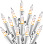 Minetom Clear Christmas String Lights 100 Count 26.5 Feet Incandescent Bulb Mini Lights for Indoor Xmas Tree Garland Birthday Wedding Party Festival Decoration, 2 Pack White Wire