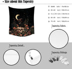 Halloween Witch Cat Tapestry Gothic Skull and Mushroom Artwork Print Spooky Halloween Witchy Wall Hanging Decor Black Cat Crescent Moon art Tapestries for Living Room Bedroom Decoration 70x90inch