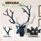 ZRAGEK Rustic Geometric Deer Head Wall Decor, Faux Taxidermy Animal Head Wall Art, Blue, 21.8x15.7IN