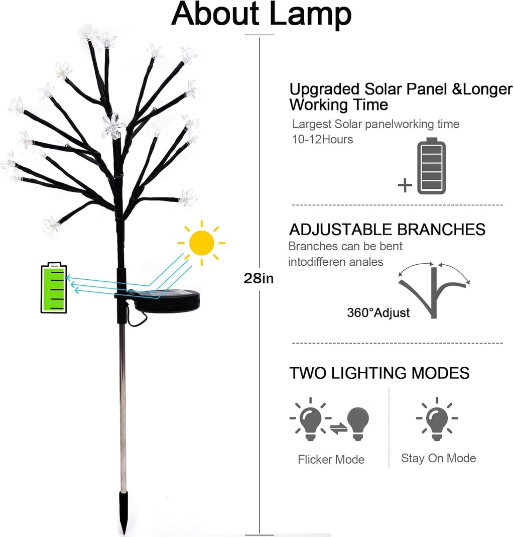 Solar Garden Lights Waterproof, Solar Outdoor Lights Decorative 8Pack, 160Led Solar Powered Flowers Garden Decor, Outdoor Fairy Light for Yard,Pathway,Lawn,Outside Decorations