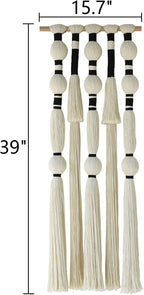 Macrame Wall Hanging Tassels Sphericity Cotton Textile Hanging Geometric Yarn Wall Art for Bedroom Living Room Decor 15.7" W x 39" L