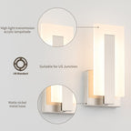 Joosenhouse LED Wall Sconce Set of 2, Hardwired Dimmable Wall Mounted Lights, Indoor Wall Lights for Hallway, Bedroom, Study, Living Room, 9.76 Inch Brushed Nickel Wall Sconce Lighting