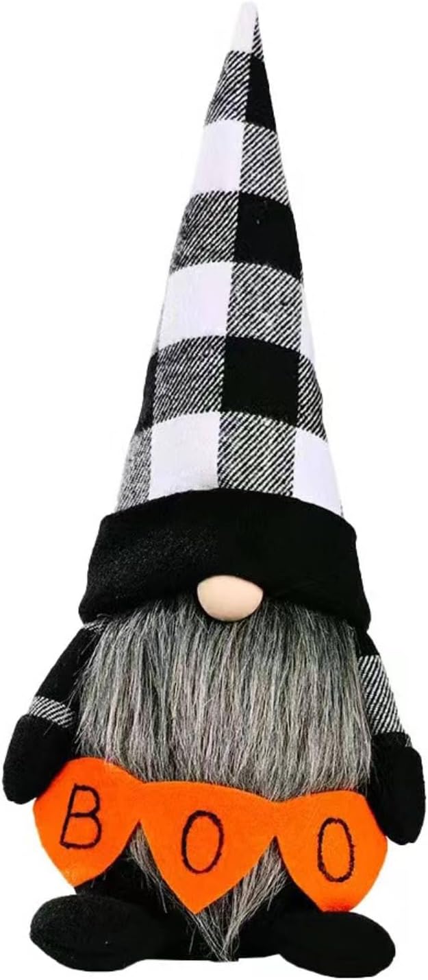 Halloween Gnomes Plush Decor, Witch Scandinavian Tomte Nisse Gnome Swedish Table Decorations, Handmade Plush Elf Dwarf for Home Stuffed Gnomes Gifts for Women, Black