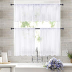 MIULEE 2 Panels Kitchen Tiers Half Window Sheer Curtains 29 X 36 Inch White | - Image 8