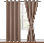 Blackout Curtains for Bedroom, Cappuccino, 52 x 84 Inch, 2 Panels | Thermal by Hiasan