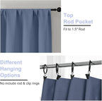 Simplebrand Ava Denim Short 24 Inches Blackout Curtain 2 Panels Set, Half - Image 4