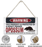 Warning Sign, Opossum Warning Wood Plaque Sign, Funny Door Signs, Decorative Wood Hanging Suspension Plaque, Farmhouse Wooden Wall Decor, Outdoor Hanging Wooden Signs