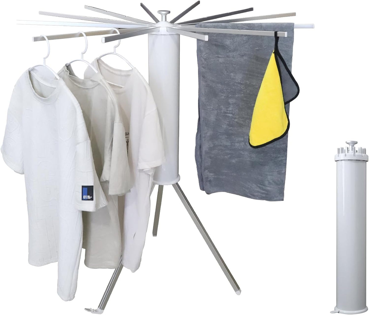 Clothes Drying Rack Tripod, Portable & Foldable Laundry Hanger Dryer - Aluminum, 12 Rods