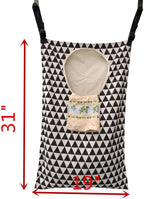 Adjustable Space Saving Door Hanging Laundry Hamper Bag with Stainless Steel Hooks