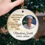 Pawfect House You Can't See Me Now, But I'll Always Be There for You, Photo Ceramic Ornaments, Personalized Christmas Memorial Sympathy Gifts for Loss of Dad, Mom, in Memory of Loved One Gifts