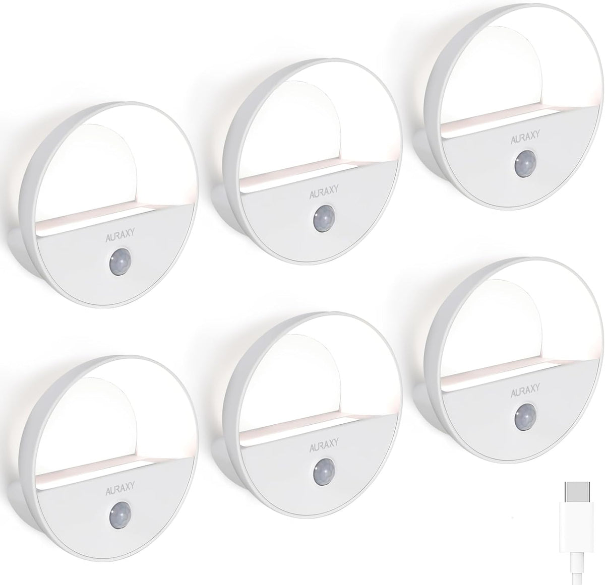 Rechargeable Motion Sensor Night Light, Battery Night Lights LED Cool White Magnetic Stick-on Motion Sensored Hallway Light, with Dusk to Dawn Sensor for Stair, Wall, Bedroom, Bathroom(6 Pack)