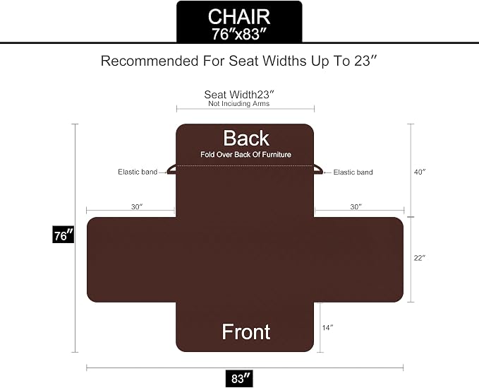U-NICE HOME Reversible Recliner Chair Covers, Chocolate | 23''Armchair Cover - Image 6