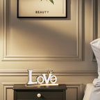 Love Sign Decoration - White & Gold Modern Bird Sculpture Statue, Personalized Love Decor for Living Room, Bedroom, Desktop