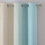 Aqua and Beige Ombre Blackout Curtains 63 Inch - Image 4